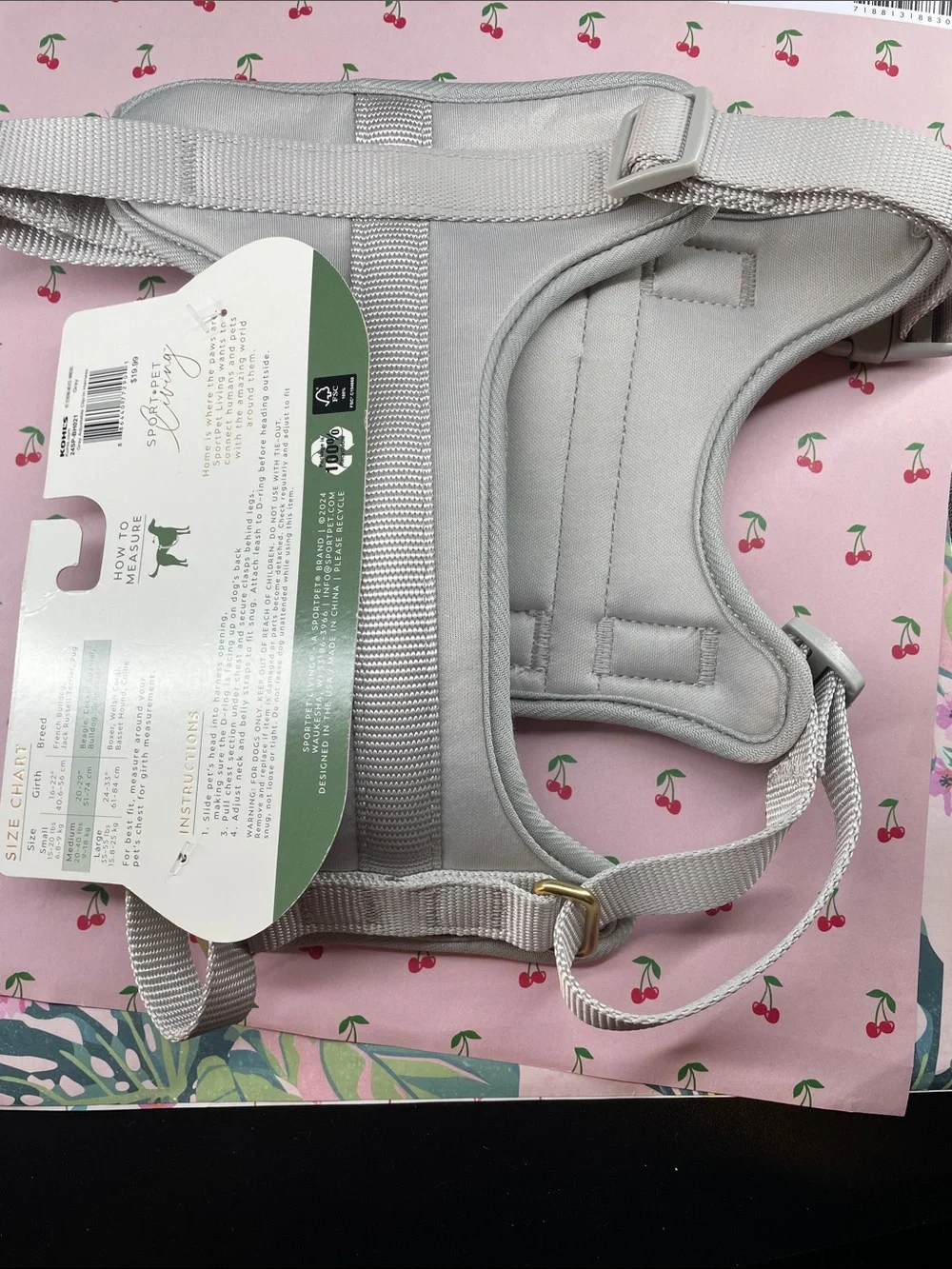 SportPet Living Gray Padded Dog Harness